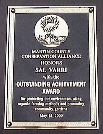 Martin County Conservation Alliance Outstanding Achievement Award, May 15, 2009
